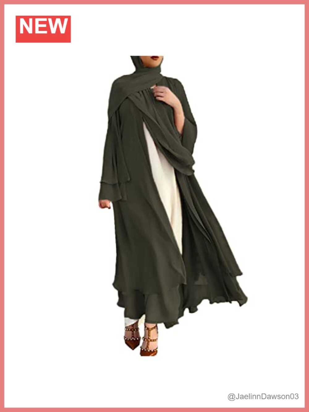 Women's Chiffon Muslim Cardigan Kaftan Abaya Dress Long Sleeve Islamic Cover Up